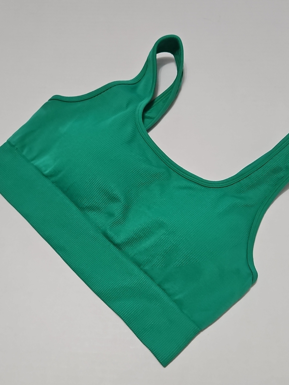 90 Degree's Green Ribbed Scoop Neck Support Sports Bra Size L